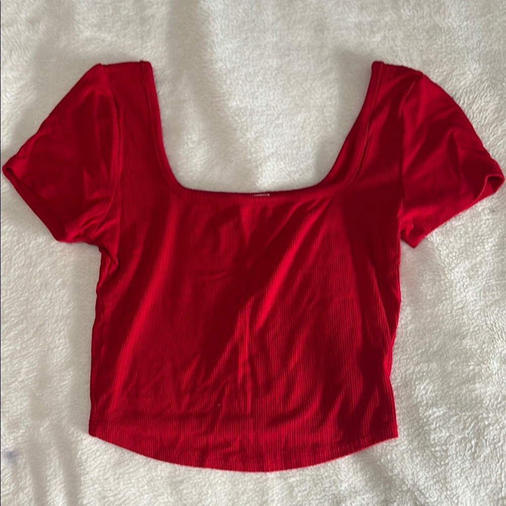 Bozzolo Red Fitted Crop Blouse